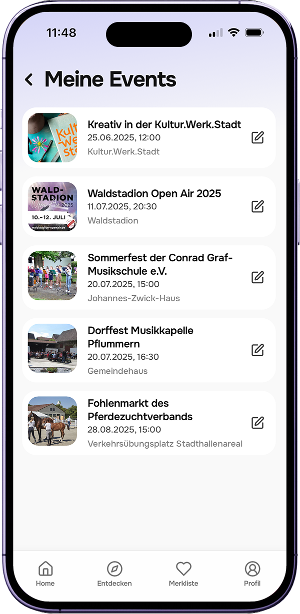 Meine Events Screenshot
